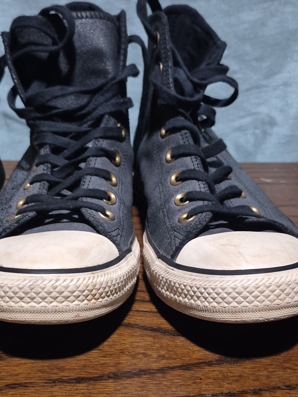 Converse Blue/Grey High-Top  Sneakers with Gold Eyelets
